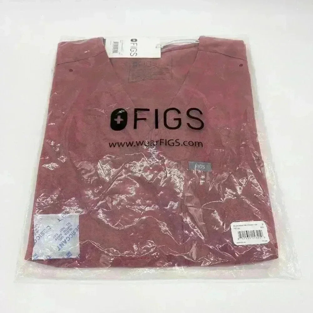 BRAND NEW WITH TAGS FIGS Women's Catarina RED / MAUVE One Pocket  Scrub Top